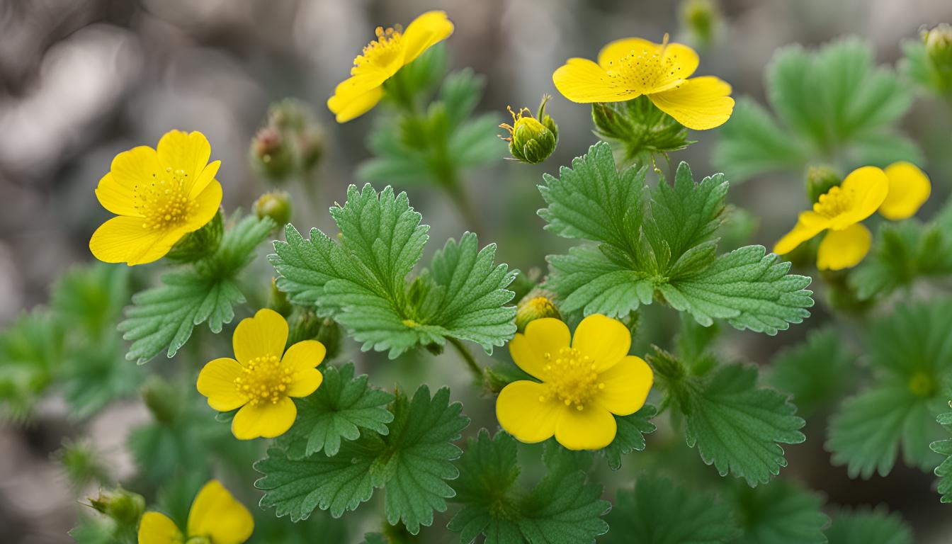 Tout sur les caractéristiques des feuilles palmées et des fleurs jaunes de la potentille