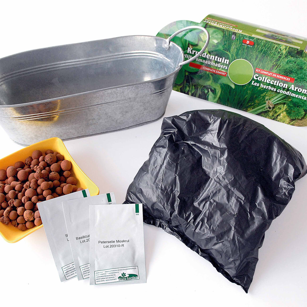 Le kit 3 aromatiques en jardinière zinc - Kit de graines