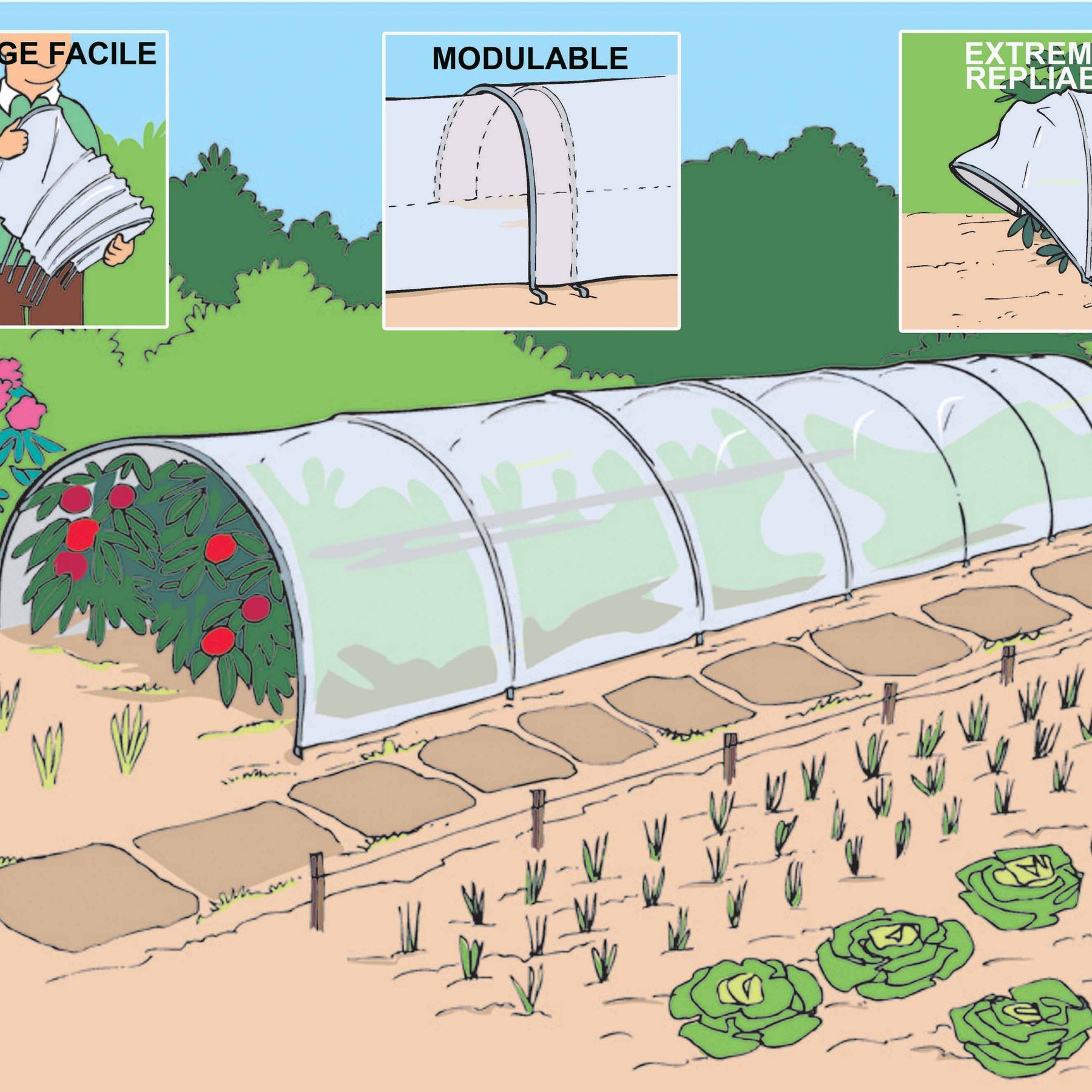 Tunnel Accordéon pré-assemblé - Plantes