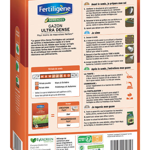 Gazon Ultra Dense pour moins de mauvaises herbes - 875g - 25m² FERTILIGENE - Gazon ultra dense pour moins de mauvaises herbes 35m² - Graines de gazon