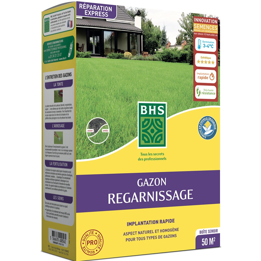 Gazon regarnissage et engrais - 1kg, 50m² BHS - Potager