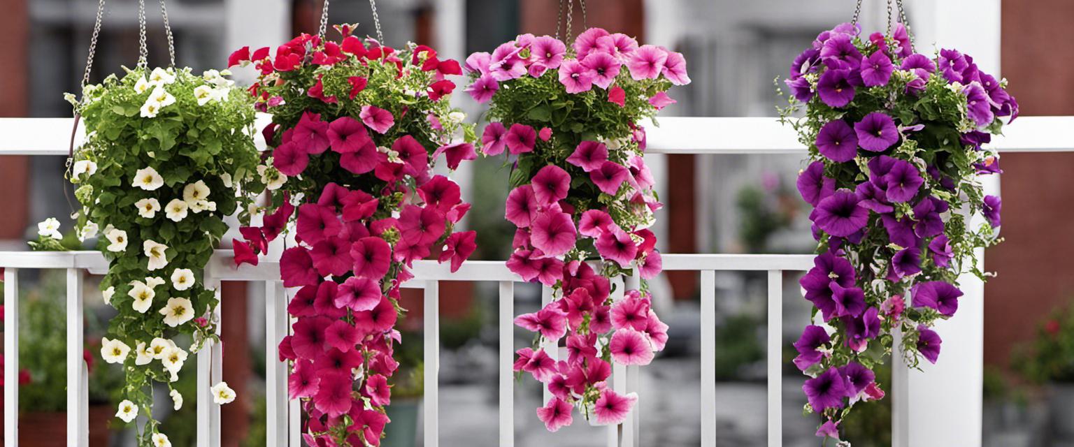 Décoration Suspendue : Pétunias Retombants pour Votre Balcon