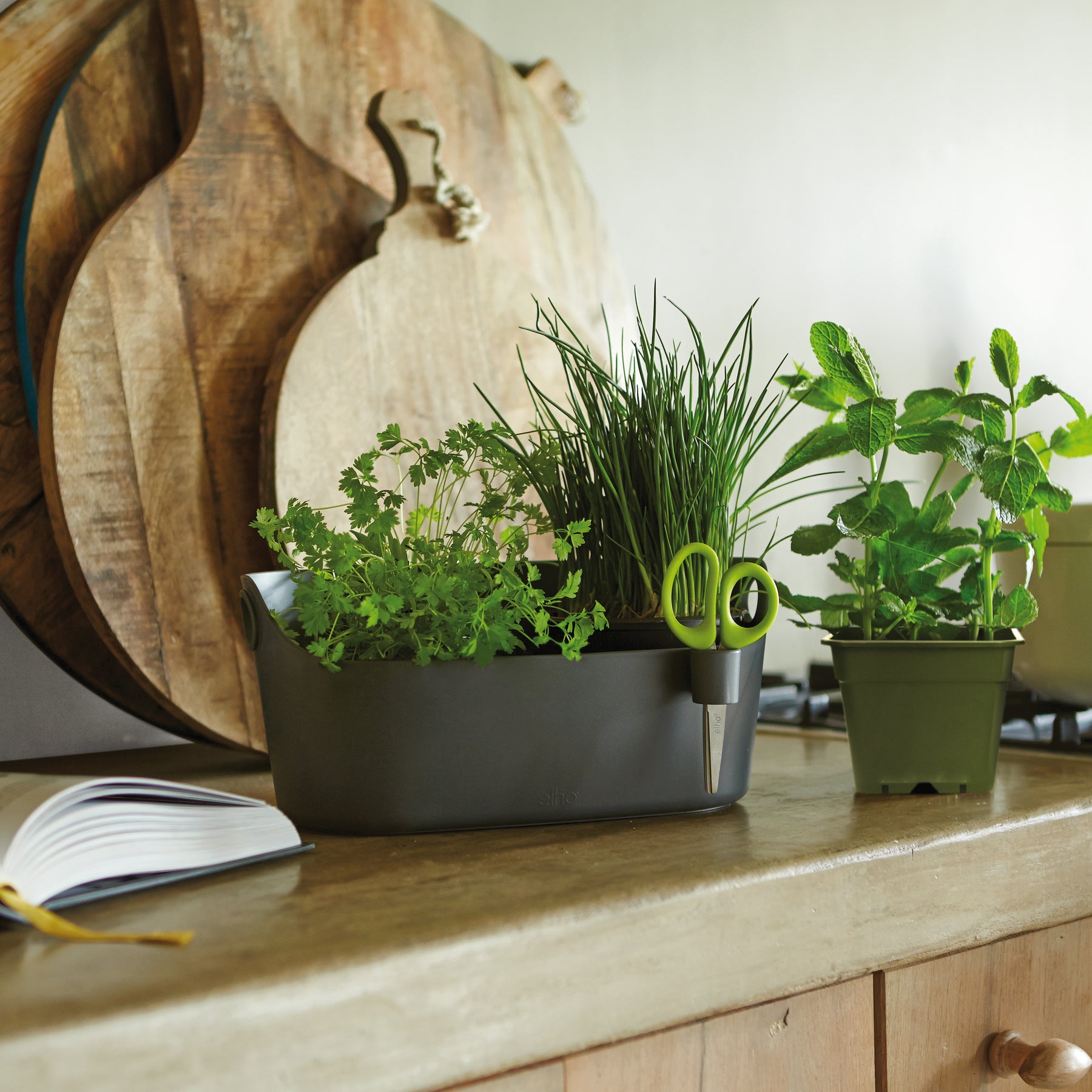 Cache-pot Brussels Herbs Station anthracite ELHO - Cache-pots