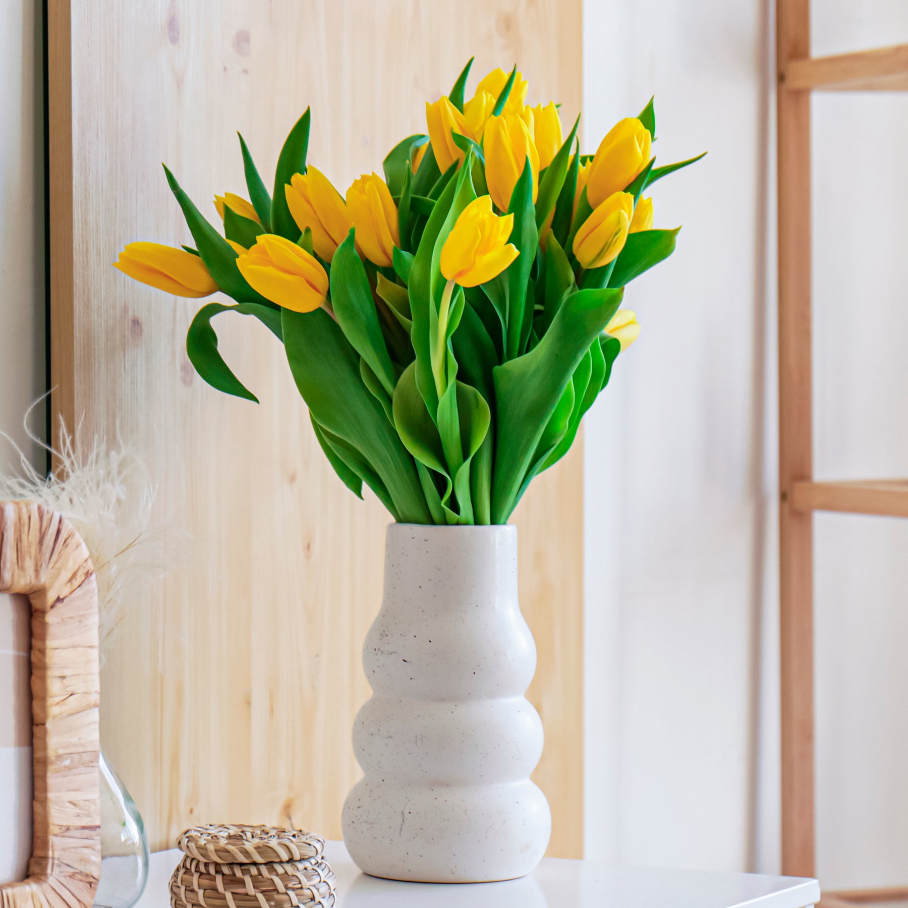  - 5 Tulipes longues tiges jaunes - Tulipa