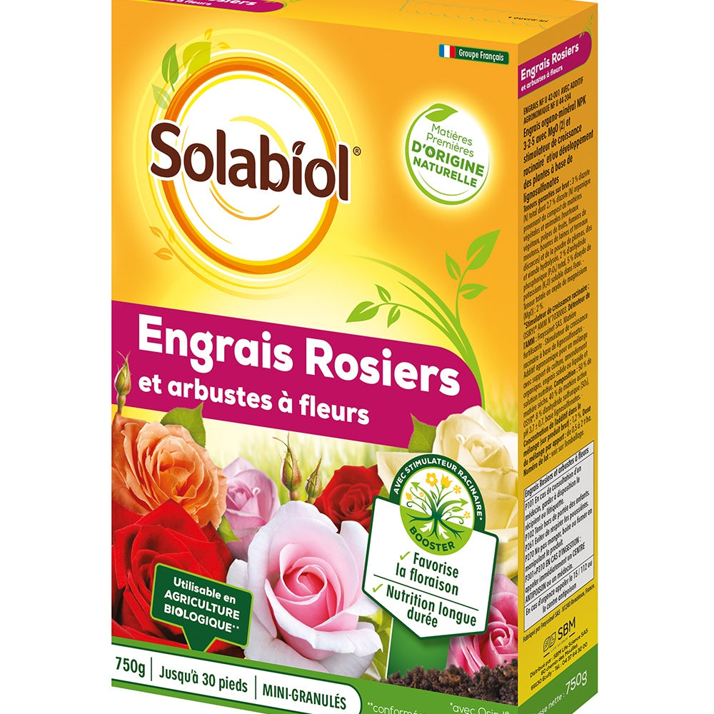 SOLABIOL Engrais Rosiers & Arbustes à Fleurs 1,5 Kg - Nutrition Longue Durée - Jusqu'à 60 Rosiers